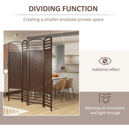 4 Panel Folding Room Divider, Portable Privacy Screen, Brown Room Dividers at Gallery Canada