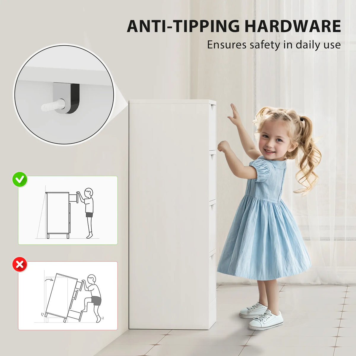 4-Drawer Bathroom Cabinet, Freestanding Narrow Storage, White Bathroom Cabinets at Gallery Canada