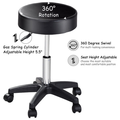 Adjustable Round Leather Swivel Bar Stool, Black Bar Stools at Gallery Canada