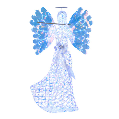 5.2 FT Angel Christmas Decoration, 3D Glittering Halo With Flute, White Christmas White at Gallery Canada