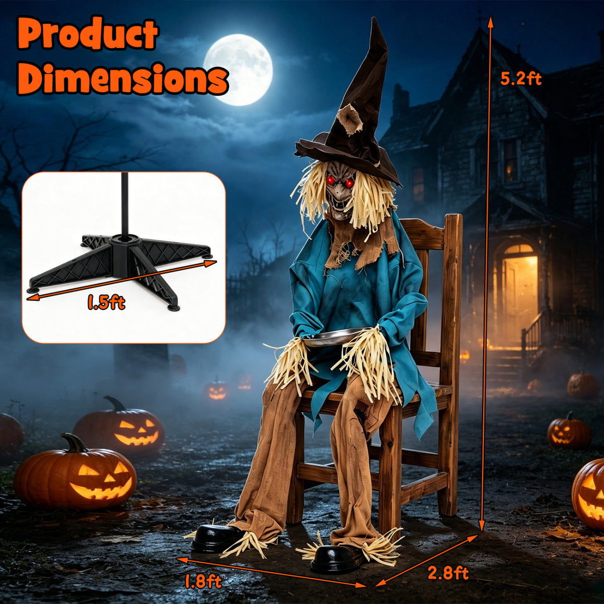 5.2 ft Halloween Animatronic Scarecrow, Blue Halloween at Gallery Canada