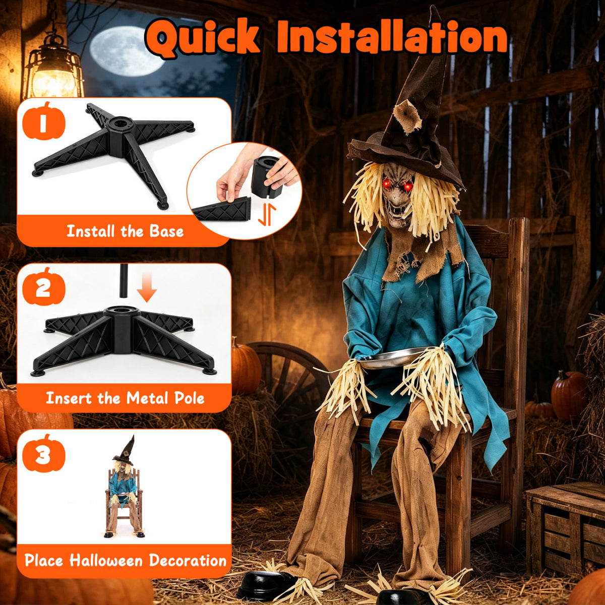 5.2 ft Halloween Animatronic Scarecrow, Blue Halloween at Gallery Canada
