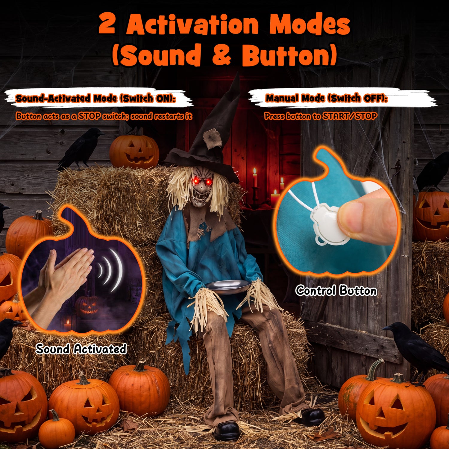 5.2 ft Halloween Animatronic Scarecrow, Blue Halloween at Gallery Canada
