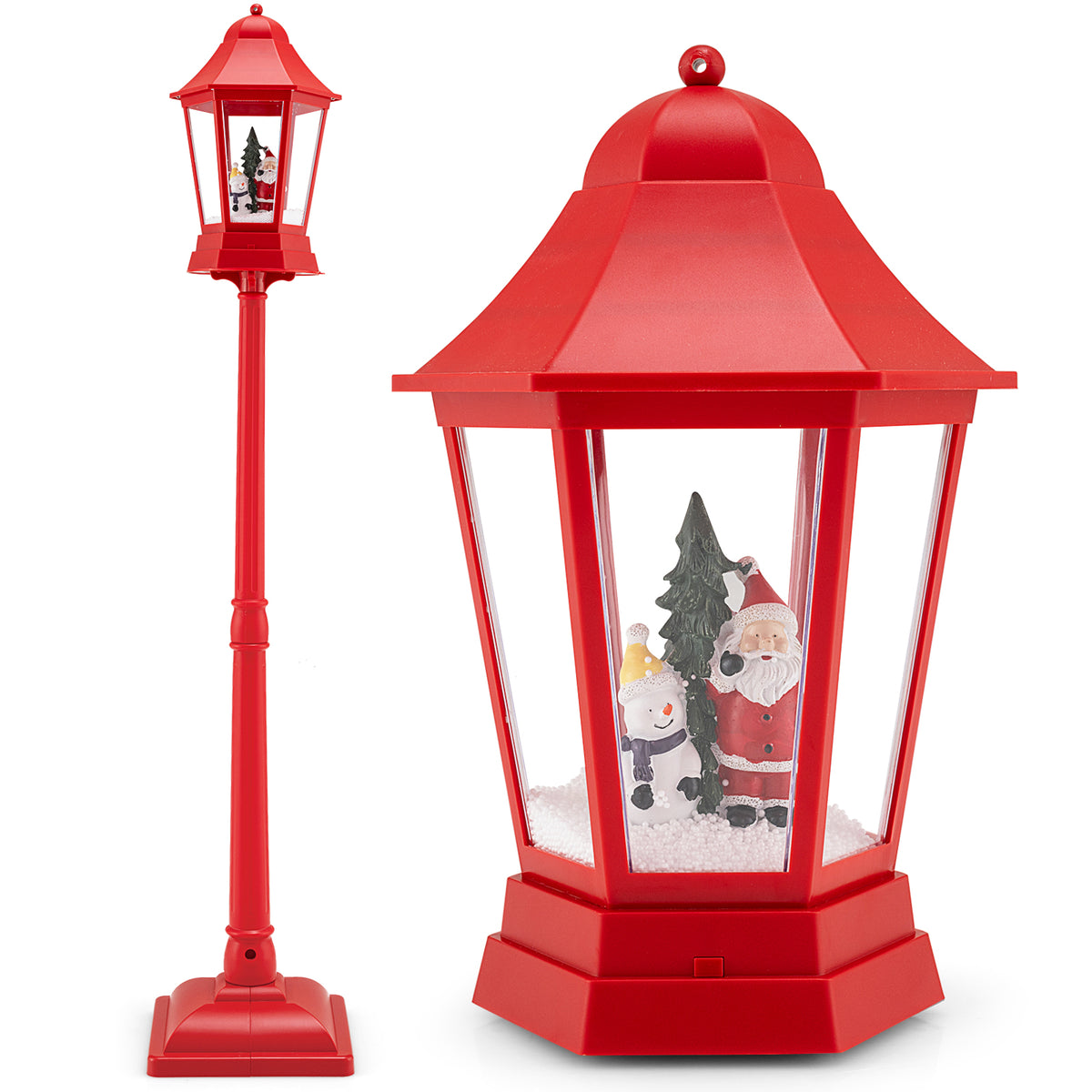5.3 Feet Musical Christmas Street Lamp, LED Lights, Blowing Snow, Red Christmas Decor & Accessories Red at Gallery Canada