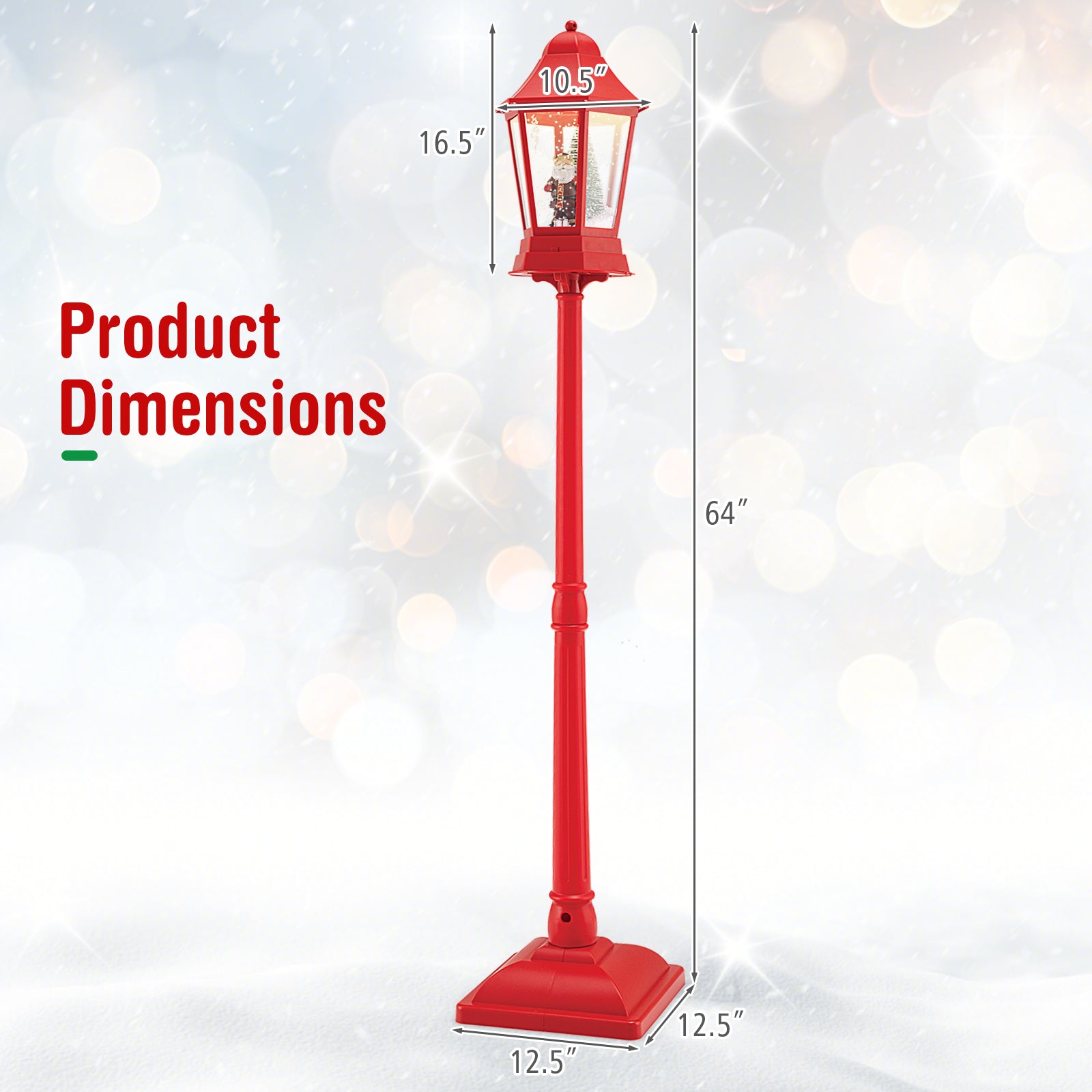 5.3 Feet Musical Christmas Street Lamp, 60 Warm White LED Lights, Red Christmas Decor & Accessories at Gallery Canada