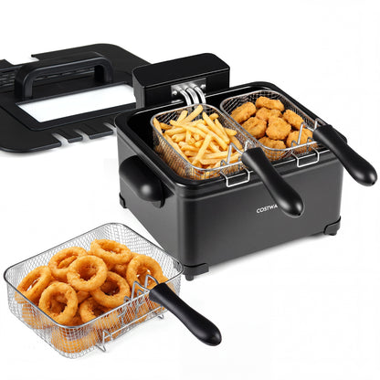 5.3-Qt Electric Deep Fryer, 1700W LED Touch Screen, 6 Presets, Black Air Fryers at Gallery Canada