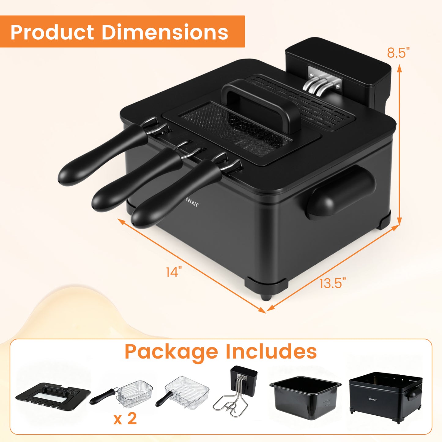 5.3-Qt Electric Deep Fryer, 1700W LED Touch Screen, 6 Presets, Black Air Fryers at Gallery Canada