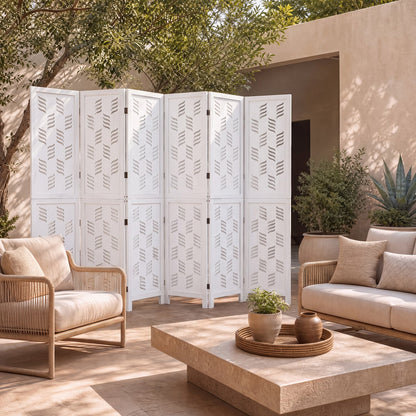 5.5 Ft Tall Room Divider, 6 Panels, White