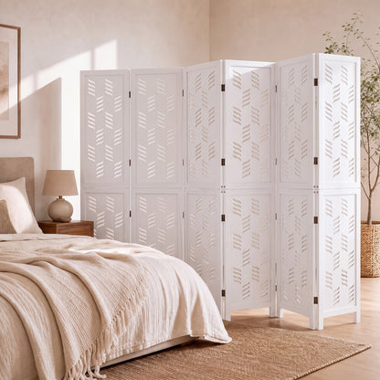 5.5 Ft Tall Room Divider, 6 Panels, White