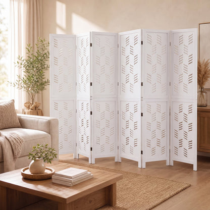 5.5 Ft Tall Room Divider, 6 Panels, White