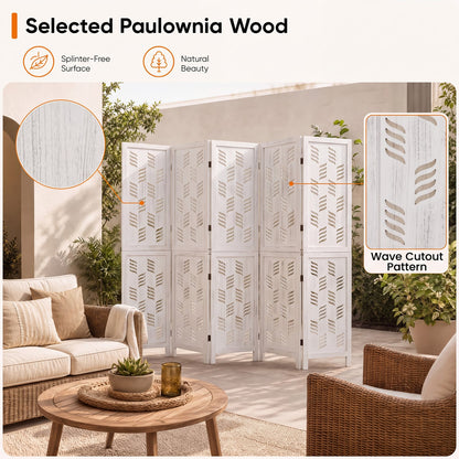5.5 Ft Tall Room Divider, 6 Panels, White