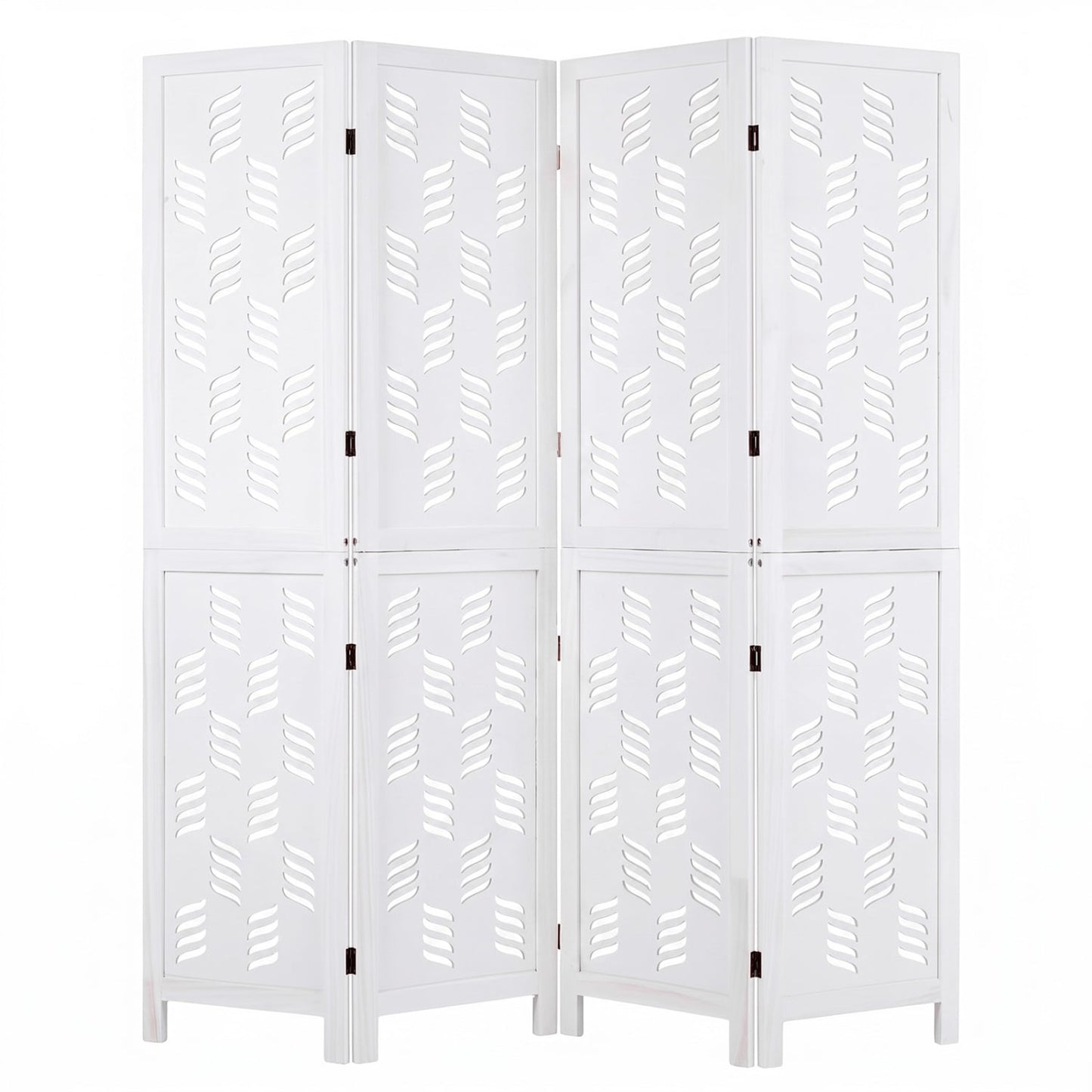 5.5 FT Room Divider, 4 Panels, Wave Cutout, White