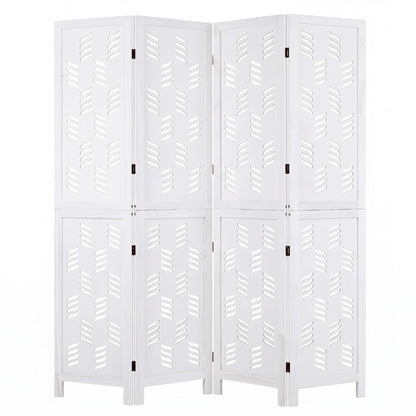 5.5 FT Room Divider, 4 Panels, Wave Cutout, White