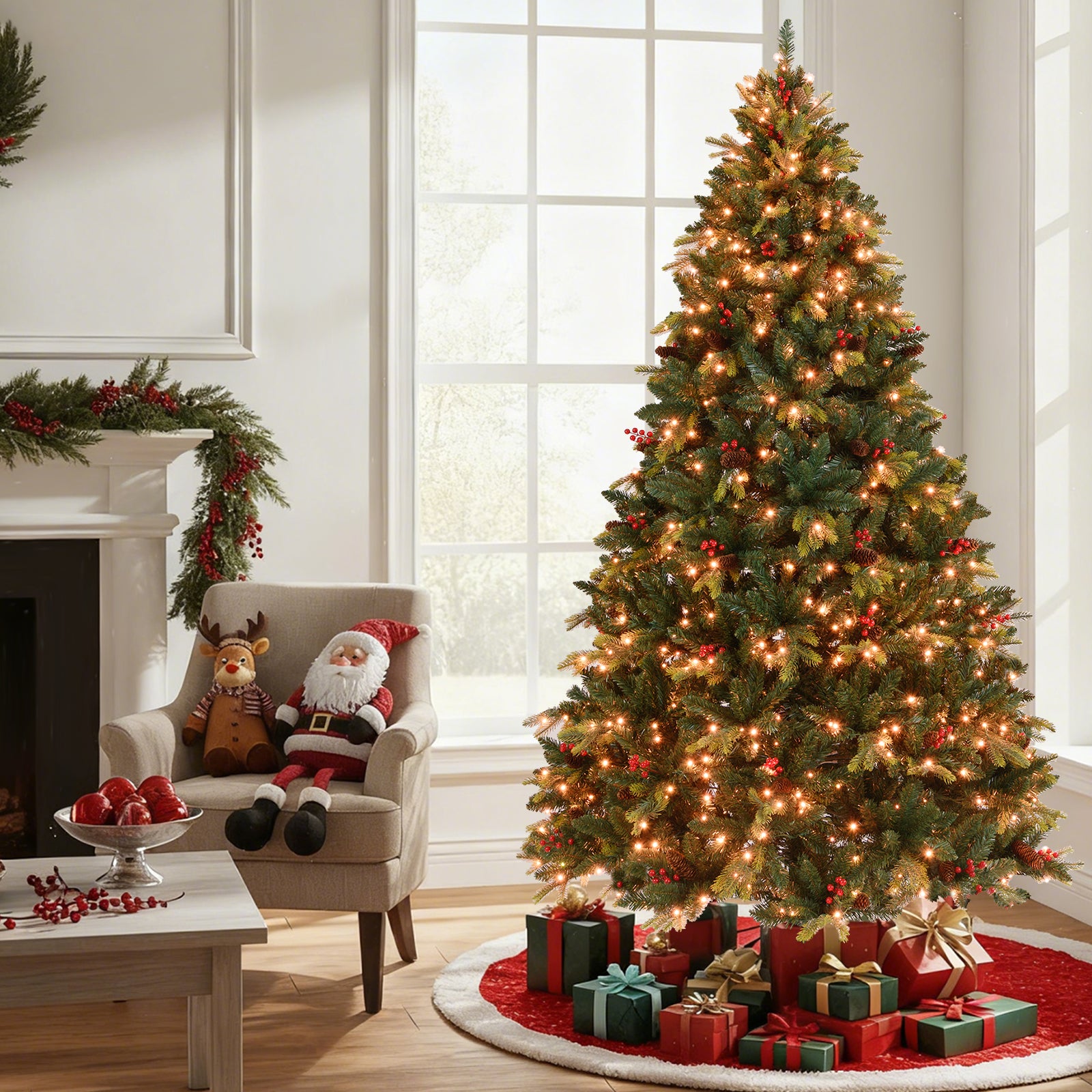 5/6/7/8 FT Artificial Christmas Tree with LED Lights and Remote APP Control-8 ft, Green Christmas Tree at Gallery Canada