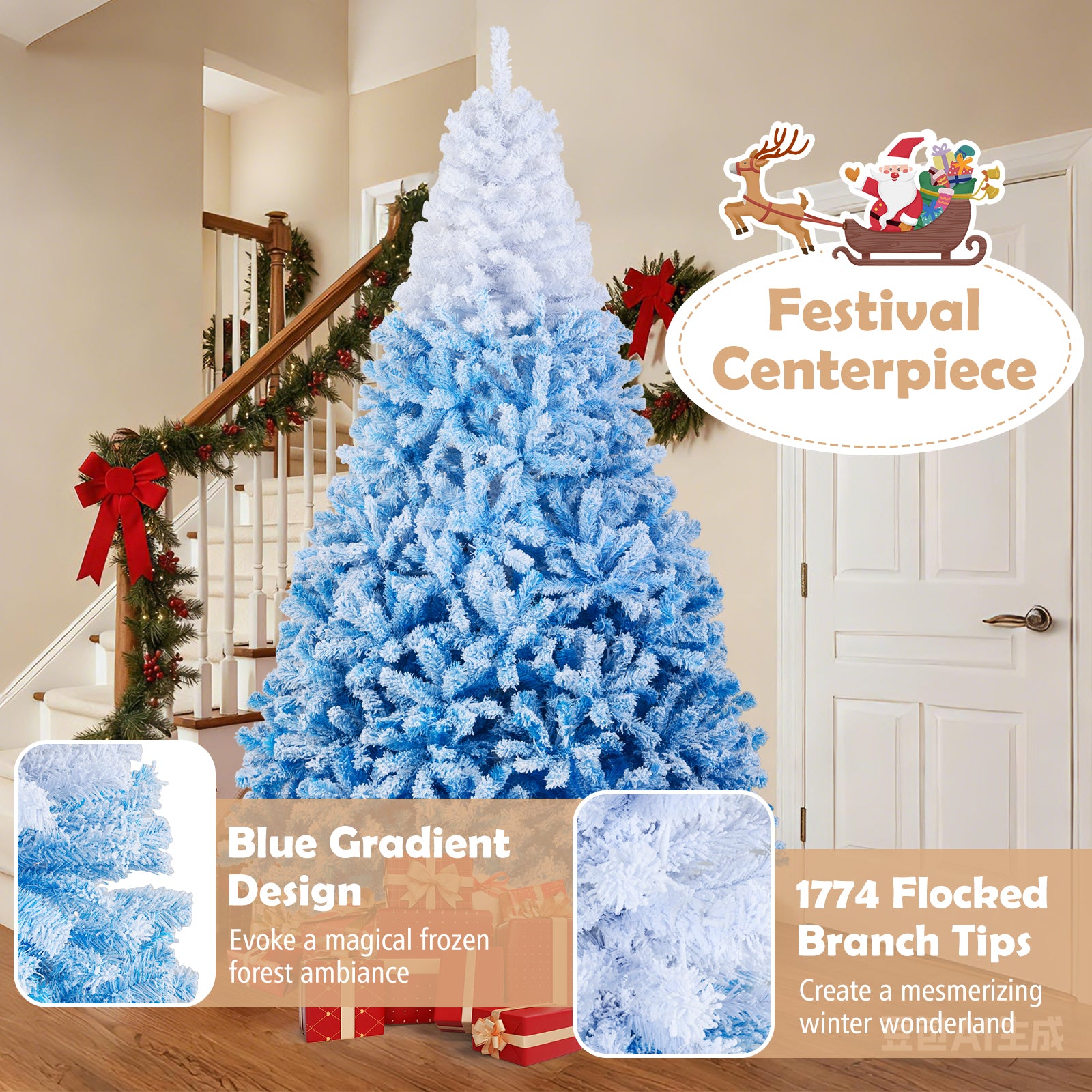Artificial Christmas Tree, 8 Feet, With Warm White LED Lights, 8 Modes, Blue Christmas Tree at Gallery Canada