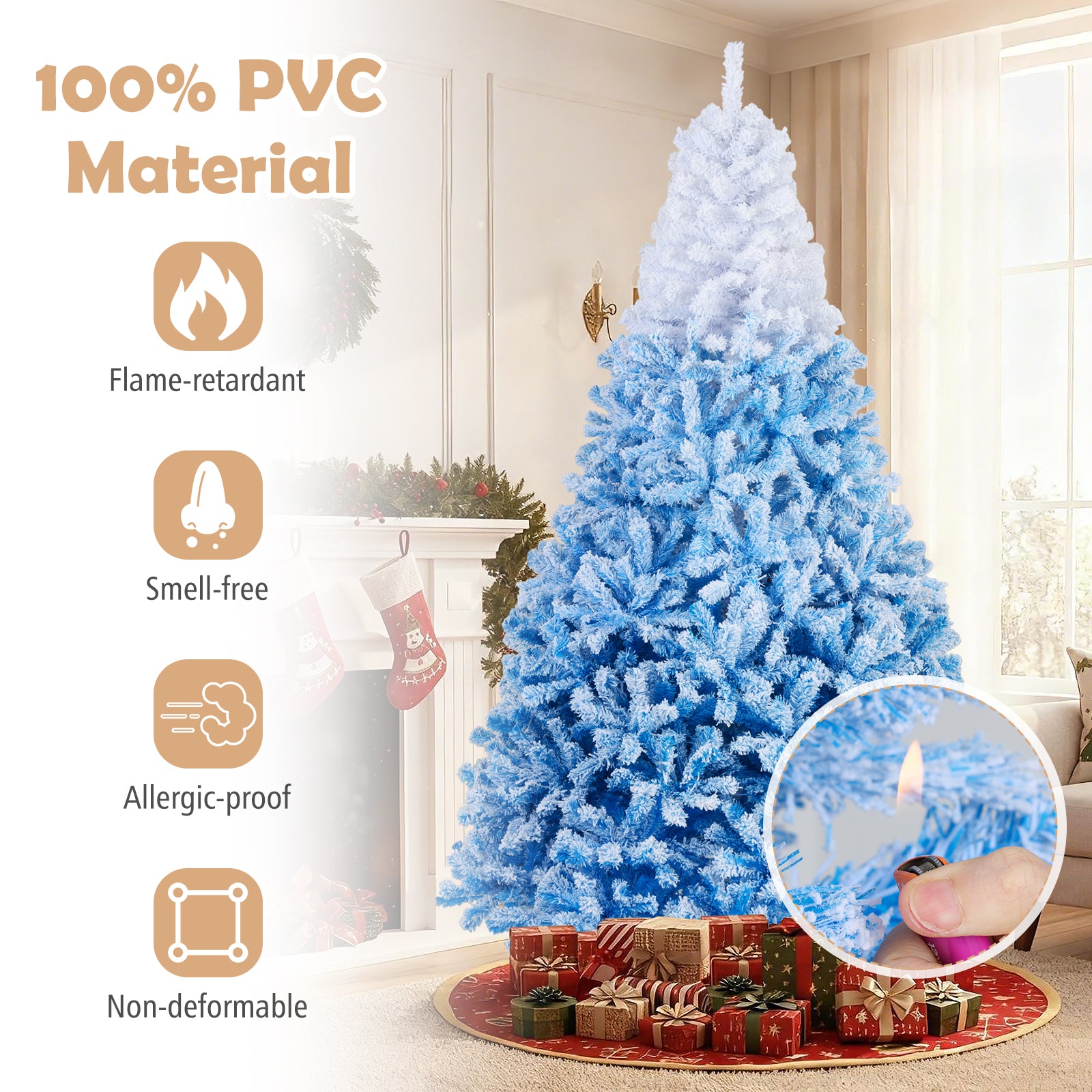Artificial Christmas Tree, 8 Feet, With Warm White LED Lights, 8 Modes, Blue Christmas Tree at Gallery Canada
