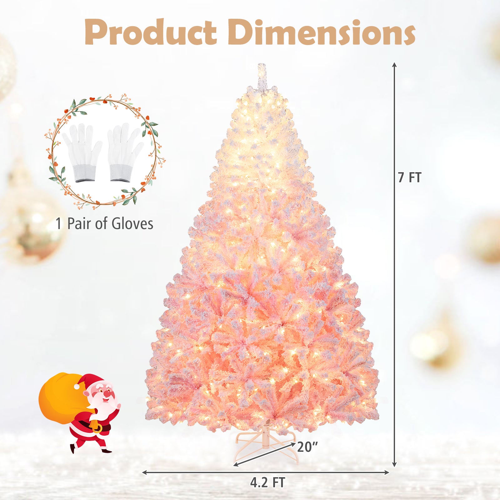 7 FT Artificial Christmas Tree, Warm White LED Lights, 8 Modes, Pink Christmas Tree at Gallery Canada