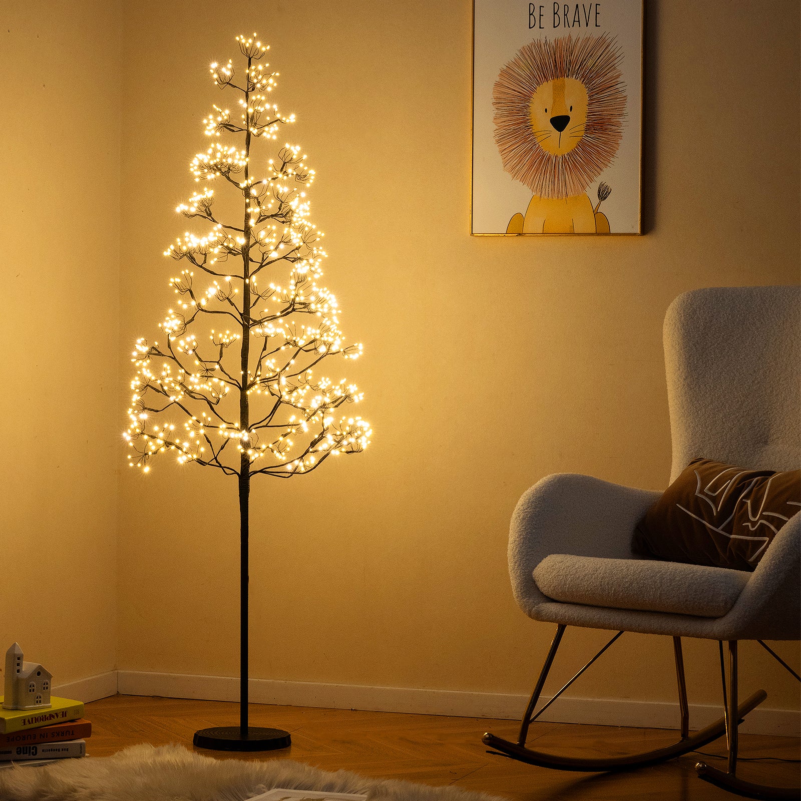 5ft Lighted Alpine Tree, Warm White LED, Artificial Cedar, Weighted Base Christmas Tree at Gallery Canada