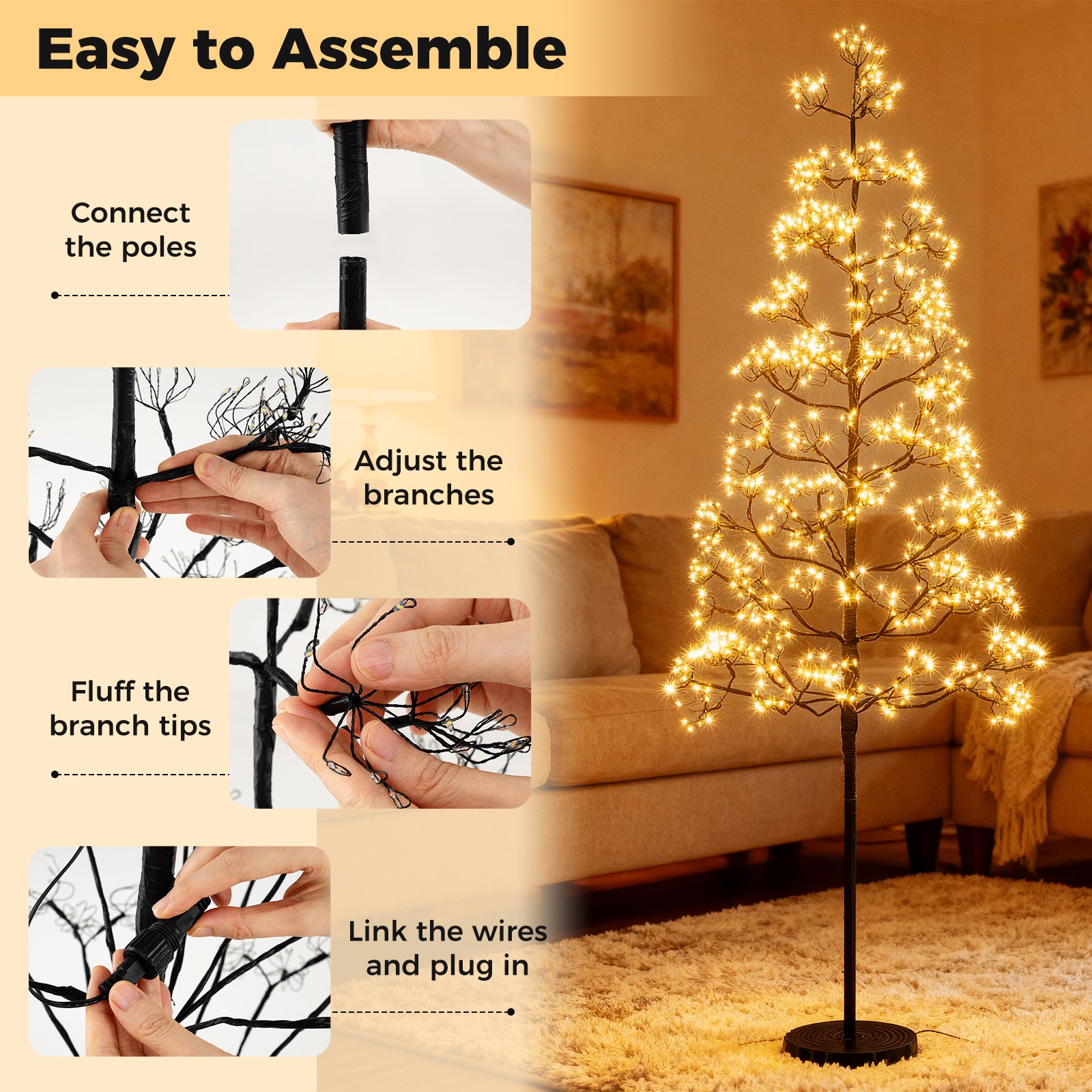 5ft Lighted Alpine Tree, Warm White LED, Artificial Cedar, Weighted Base Christmas Tree at Gallery Canada