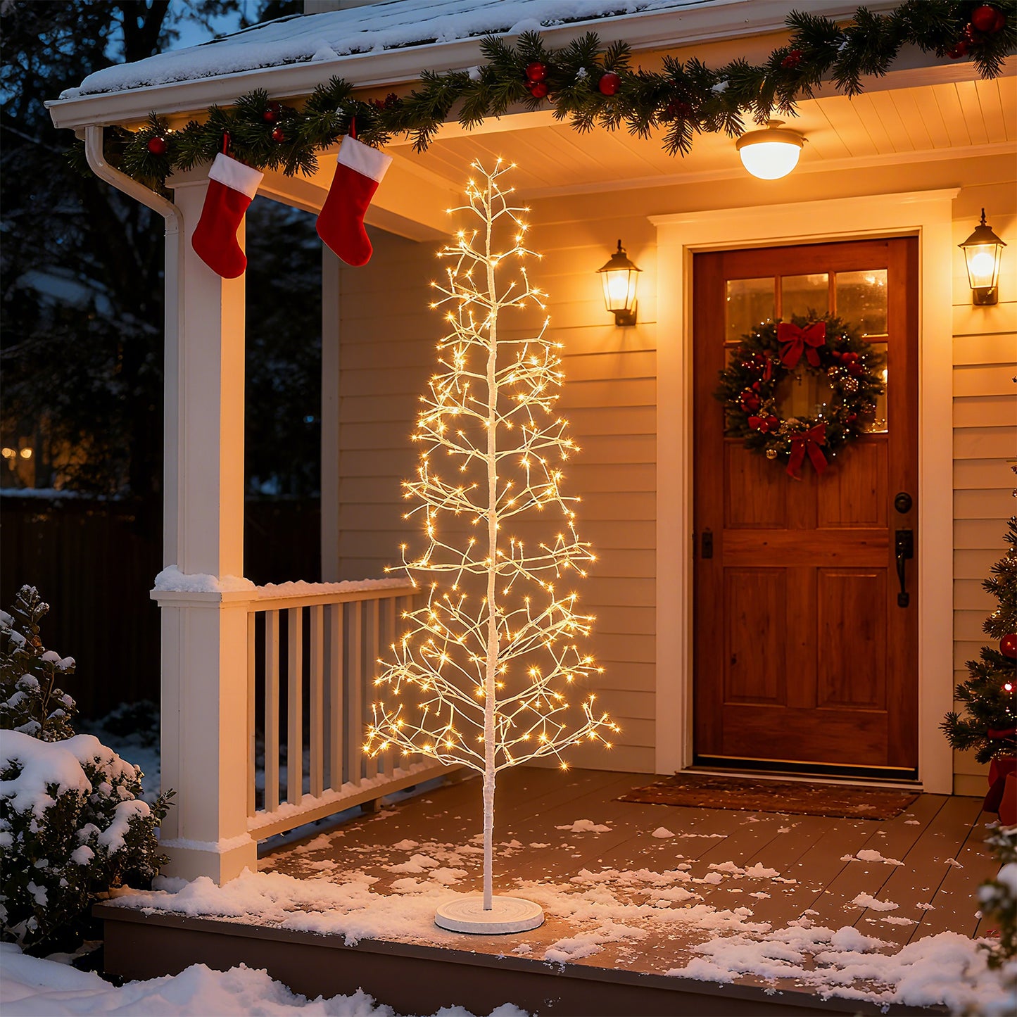 5/6/7 FT Lighted Birch Tree Pre-lit Twig Tree with 240/320/456 Warm White Light LED Lights-6 FT, White Christmas Tree at Gallery Canada