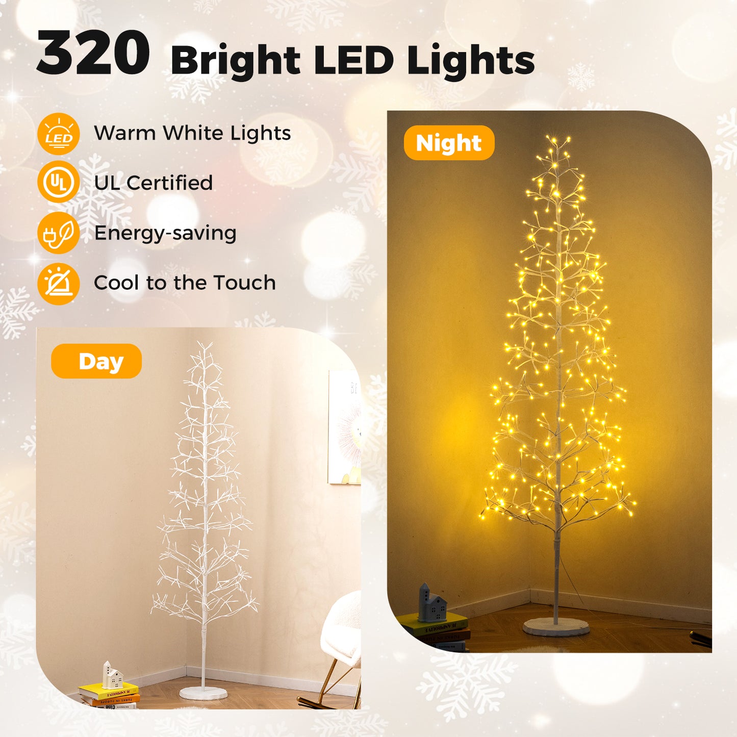 5/6/7 FT Lighted Birch Tree Pre-lit Twig Tree with 240/320/456 Warm White Light LED Lights-6 FT, White Christmas Tree at Gallery Canada