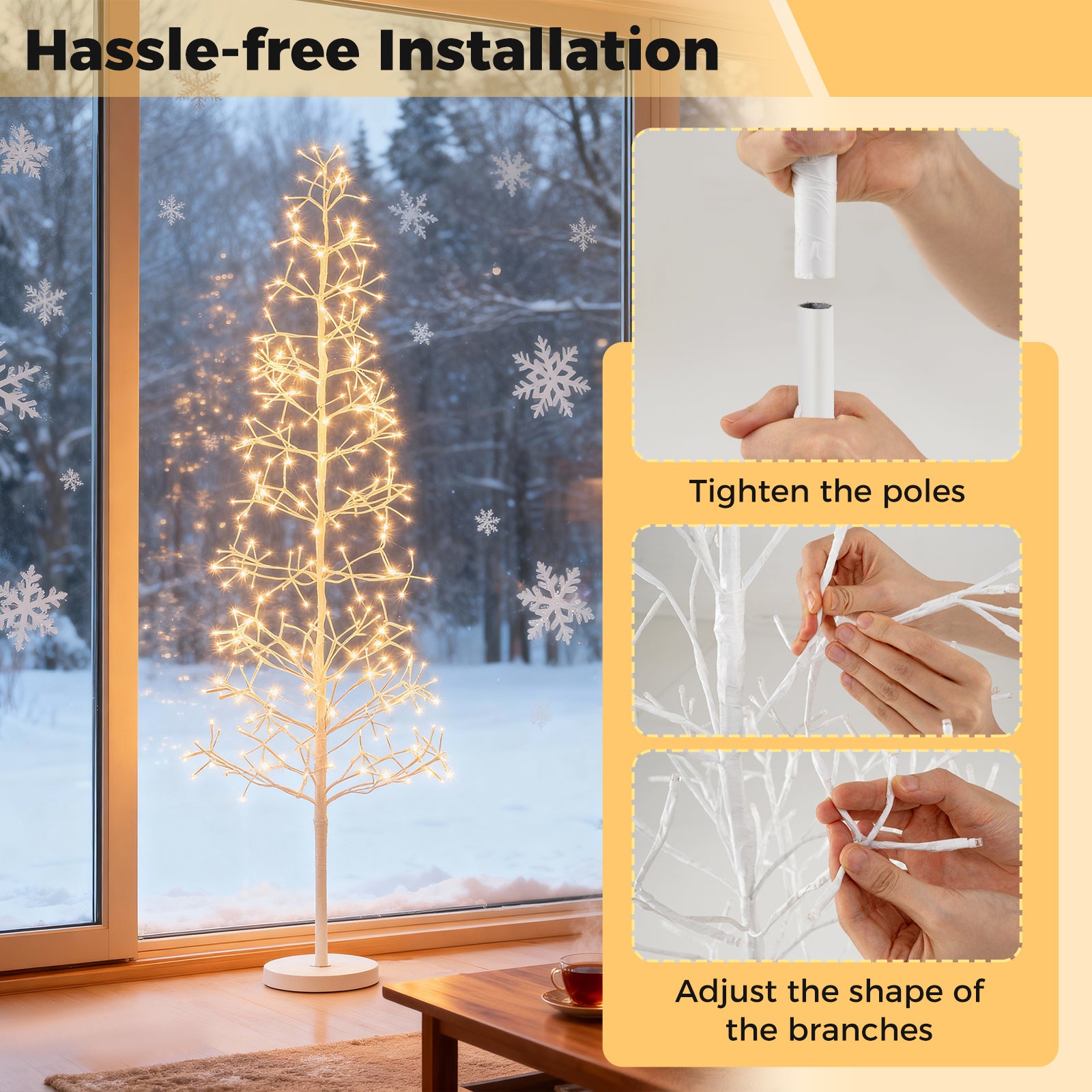 5/6/7 FT Lighted Birch Tree Pre-lit Twig Tree with 240/320/456 Warm White Light LED Lights-6 FT, White Christmas Tree at Gallery Canada