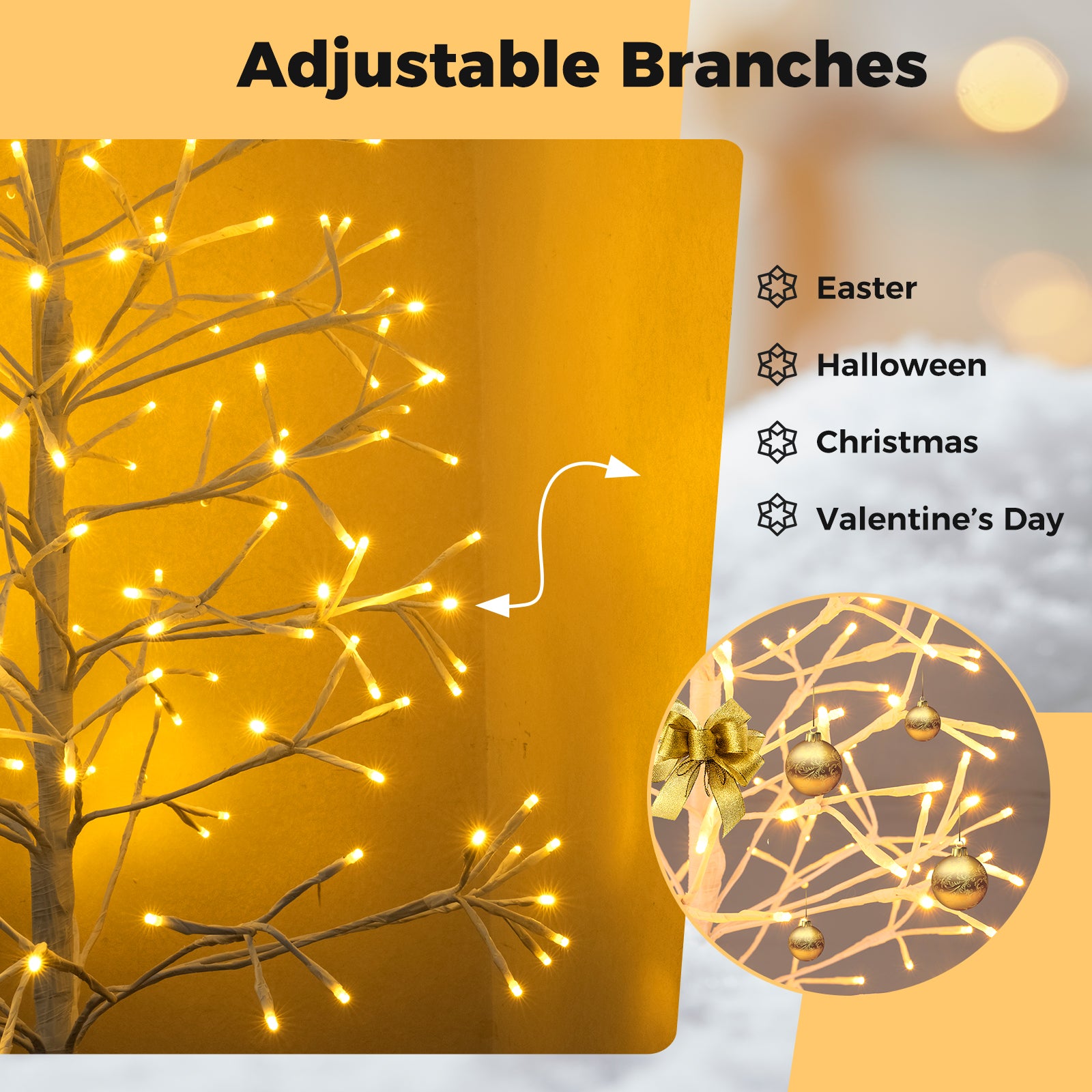 5/6/7 FT Lighted Birch Tree Pre-lit Twig Tree with 240/320/456 Warm White Light LED Lights-6 FT, White Christmas Tree at Gallery Canada
