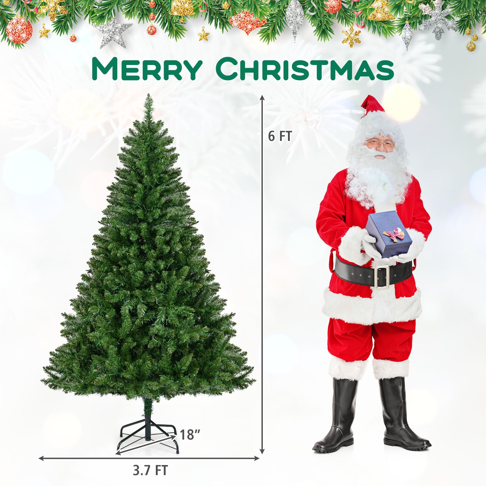 Artificial Christmas Tree, 6 Feet, Hinged, 7 Lighting Modes, Green Christmas Tree at Gallery Canada