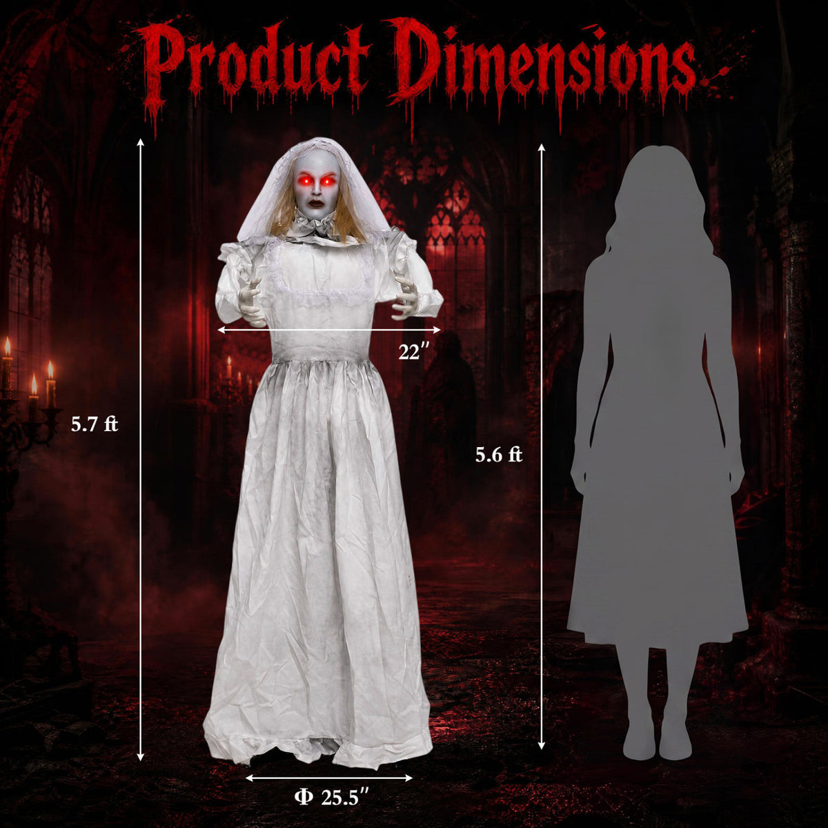 5.7 ft Animated Halloween Ghost Bride, Turning Head Halloween at Gallery Canada