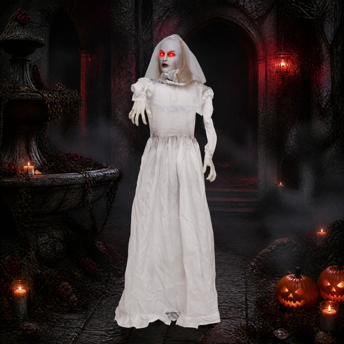 5.7 ft Animated Halloween Ghost Bride, Turning Head Halloween at Gallery Canada