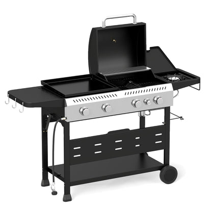5-Burner Propane Gas Grill Griddle Combo, Black Outdoor Grills Black at Gallery Canada