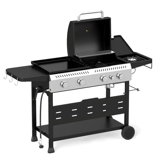 5-Burner Propane Gas Grill Griddle Combo, Black Outdoor Grills Black at Gallery Canada