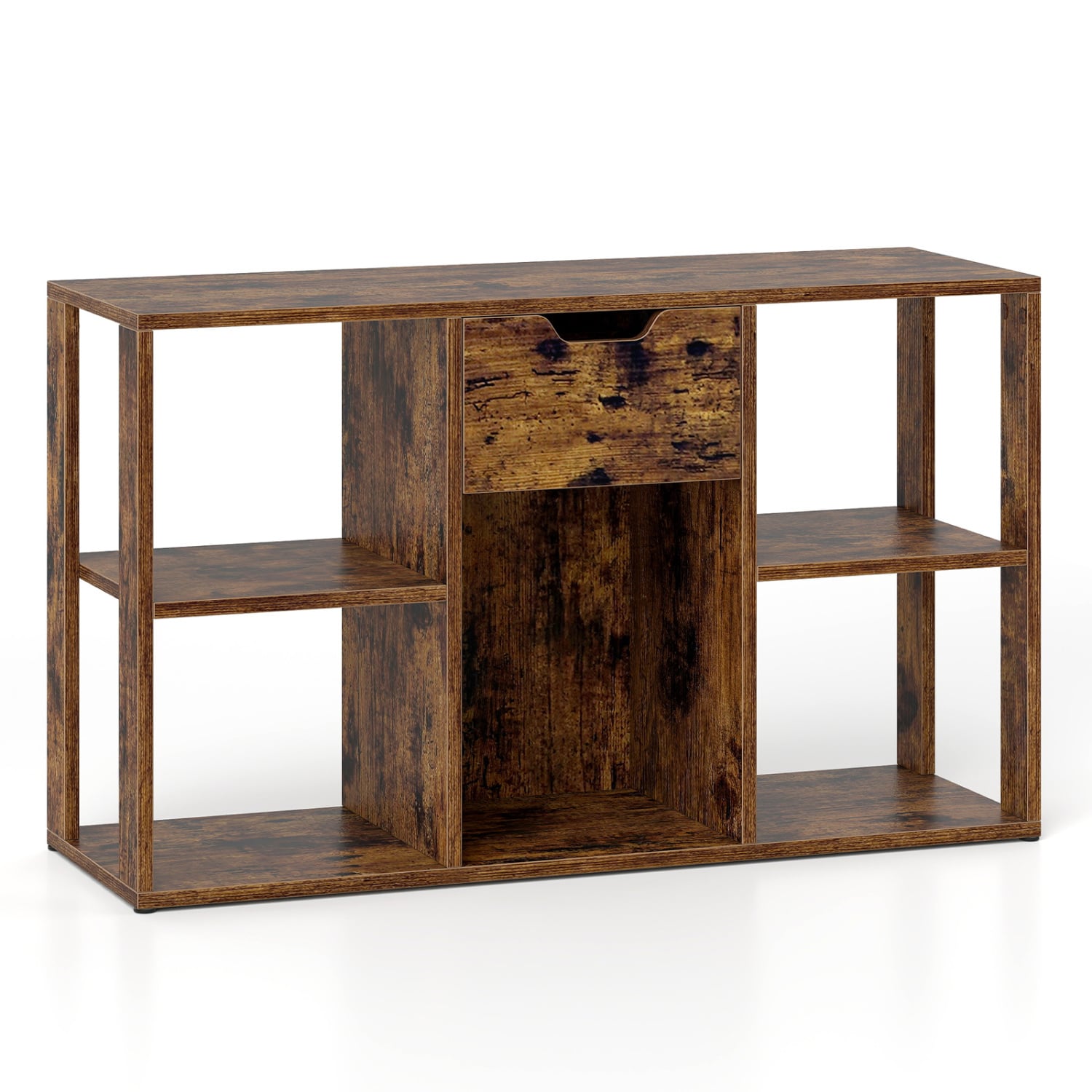 5-Cube Bookcase with Storage Drawer, Rustic Brown Bookcases at Gallery Canada