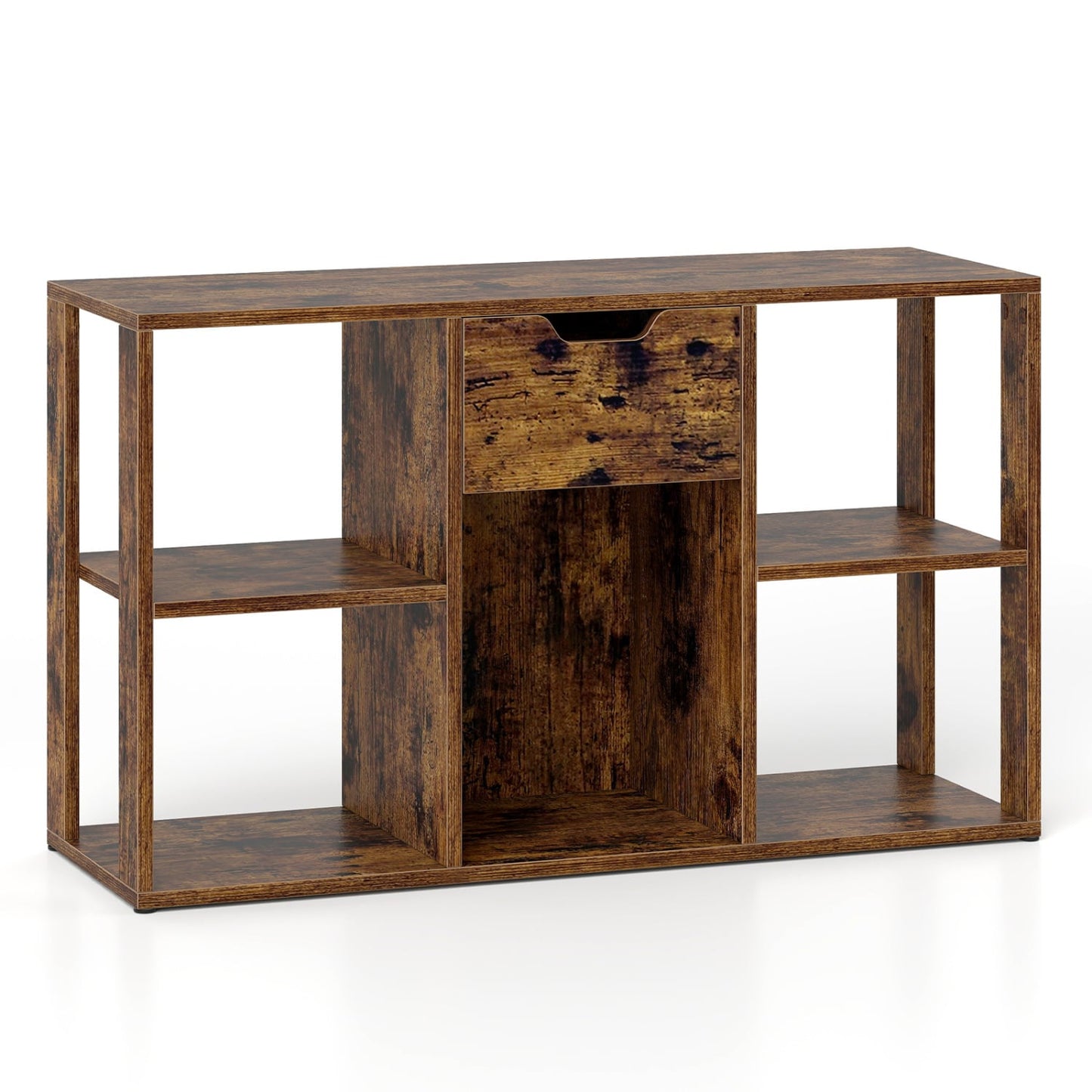 5-Cube Bookcase with Storage Drawer, Rustic Brown Bookcases at Gallery Canada
