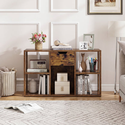 5-Cube Bookcase with Storage Drawer, Rustic Brown Bookcases at Gallery Canada