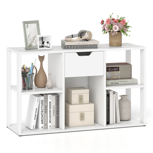 5-Cube Bookcase with Storage Drawer, White