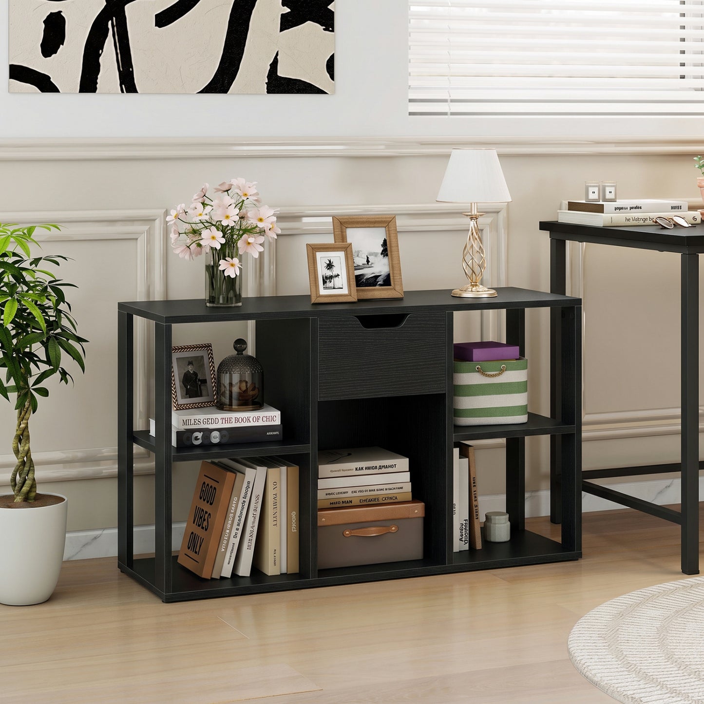 5-Cube Bookcase with Drawer, Black Bookcases at Gallery Canada