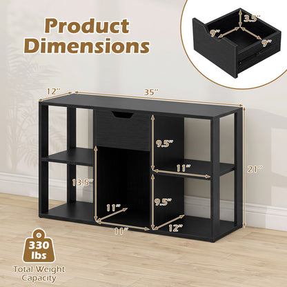 5-Cube Bookcase with Drawer, Black Bookcases at Gallery Canada