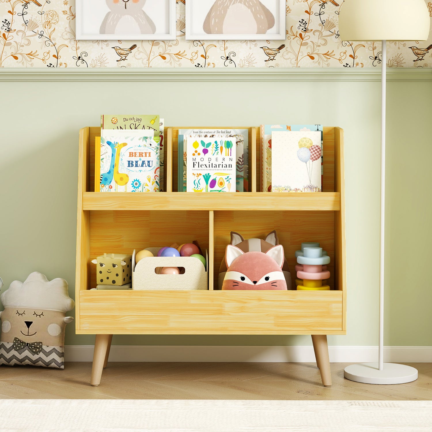 5-Cube Kids Bookshelf Toy Organizer, Oak Bookcases at Gallery Canada