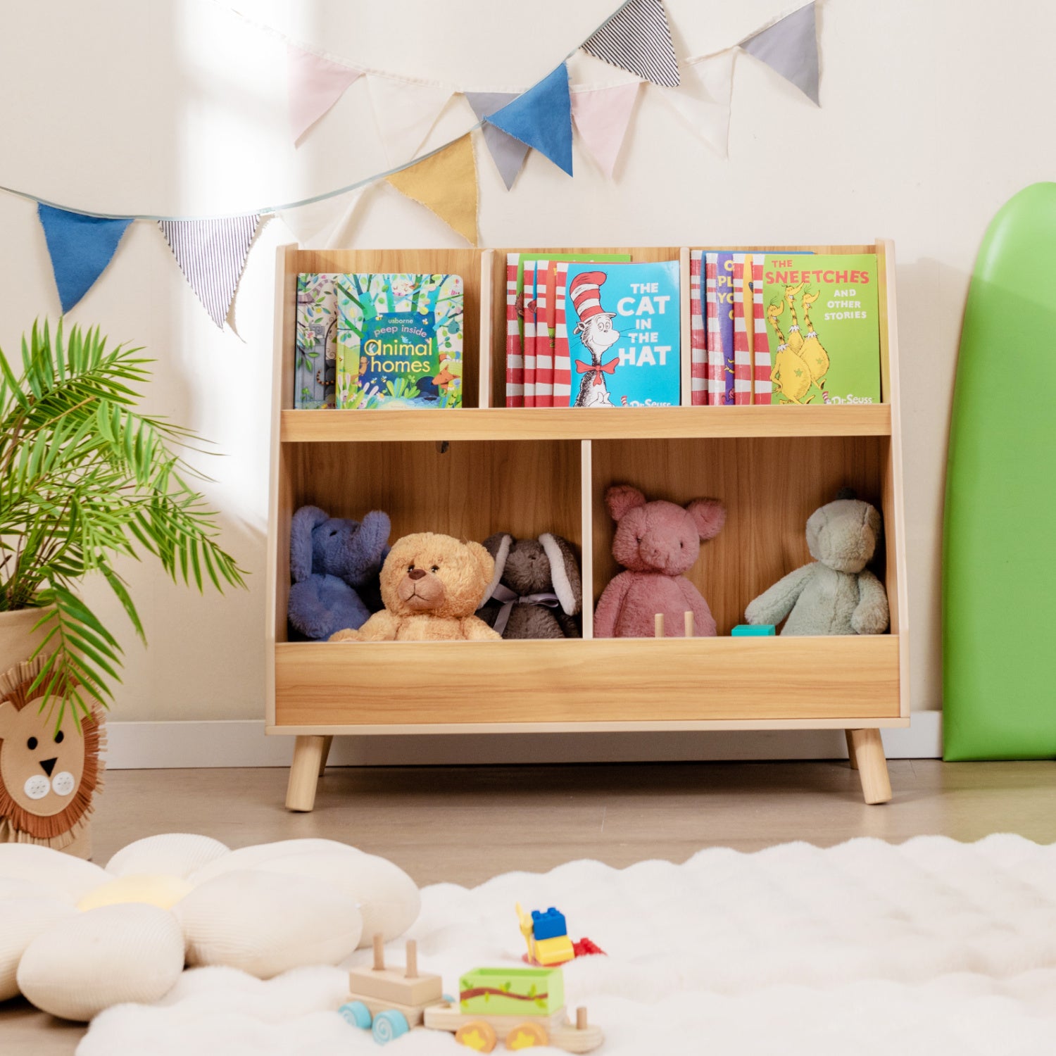 5-Cube Kids Bookshelf, Toy Organizer, Natural Bookcases at Gallery Canada