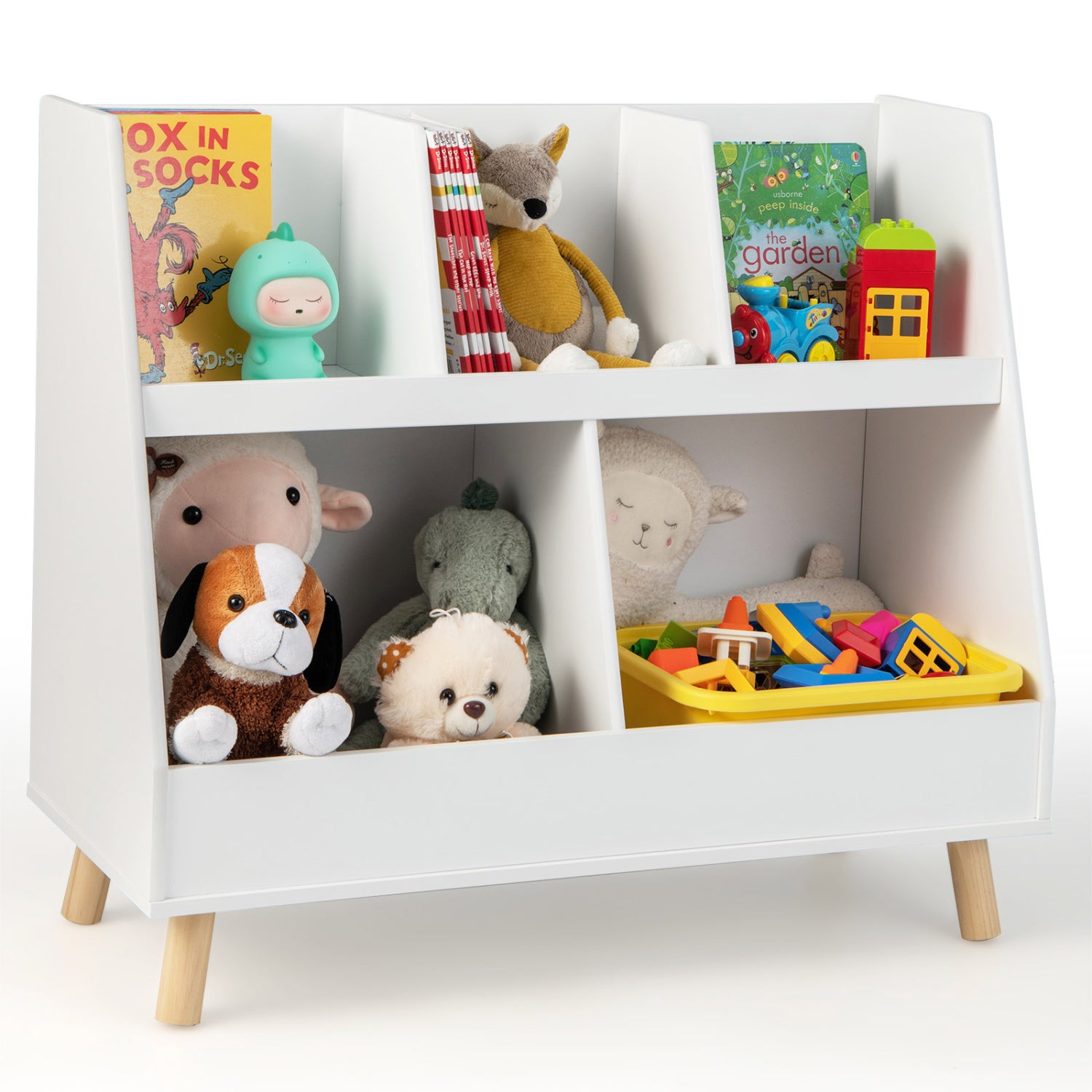 5-Cube Kids Bookshelf, Toy Organizer, Anti-Tipping Kits, White Bookcases at Gallery Canada
