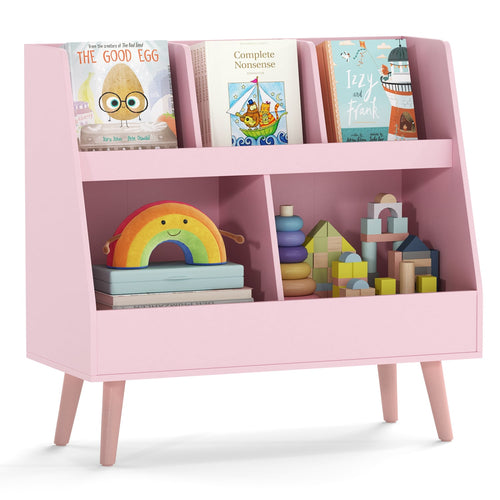 5-Cube Kids Bookshelf, Toy Organizer With Anti-Tipping, Pink