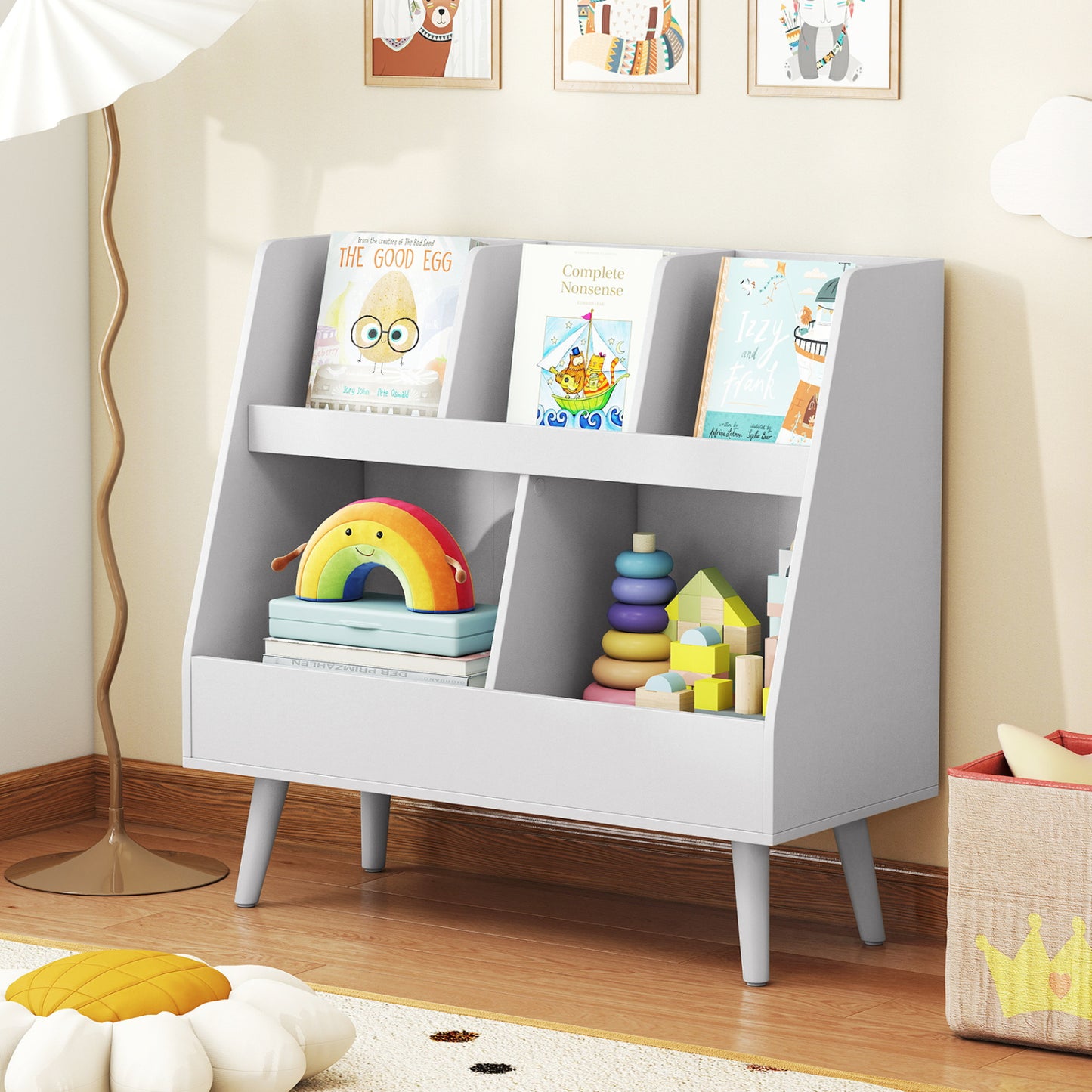 5-Cube Kids Bookshelf & Toy Organizer, Light Gray Kids Storage at Gallery Canada
