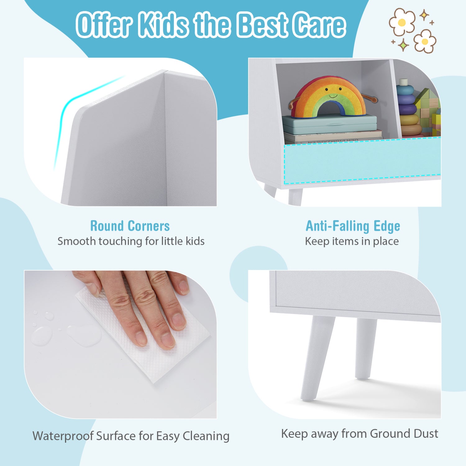 5-Cube Kids Bookshelf & Toy Organizer, Light Gray Kids Storage at Gallery Canada