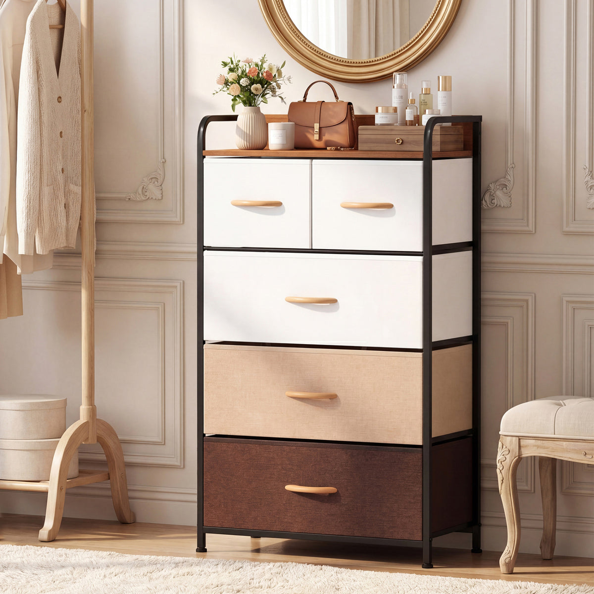 5-Drawer Fabric Dresser with Removable Fabric Bins, Multicolor Cabinets & Chests at Gallery Canada