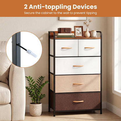5-Drawer Fabric Dresser with Removable Fabric Bins, Multicolor Cabinets & Chests at Gallery Canada