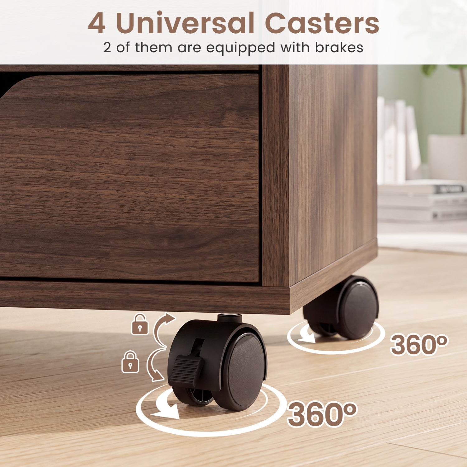 5 Drawer Storage Cabinet on Wheels, Adjustable Shelf, Brown File Cabinets at Gallery Canada