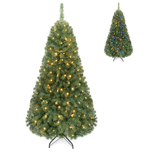 5 FT Artificial Christmas Tree, 2 Lighting Colors, Folding Metal Stand, Green