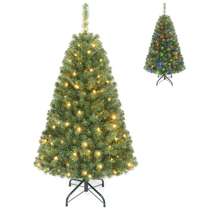5 FT Artificial Christmas Tree with 2 Lighting Colors and Folding Metal Stand Christmas Tree at Gallery Canada
