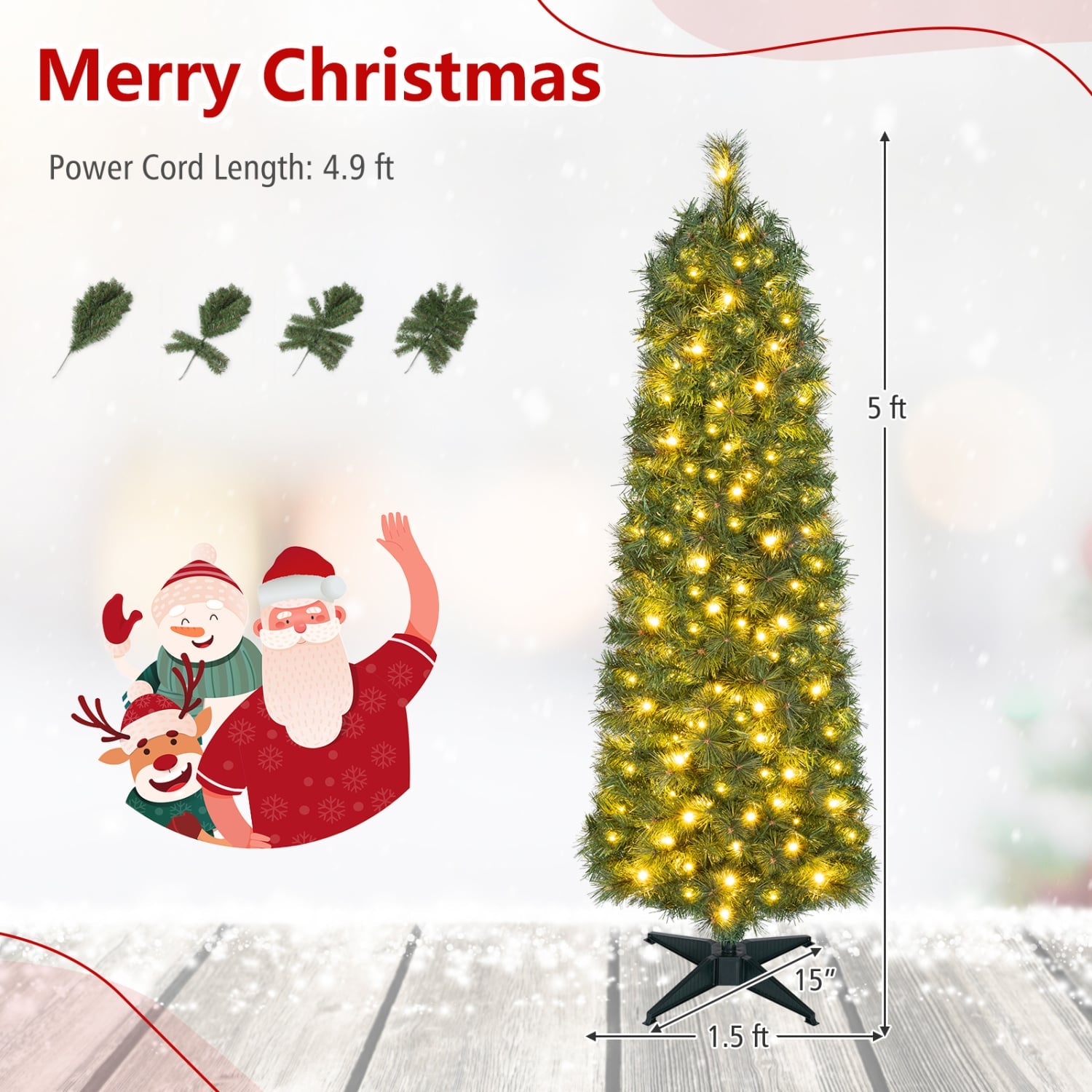 5 FT Artificial Pine Xmas Tree, 309 Tips, Green Christmas Tree at Gallery Canada